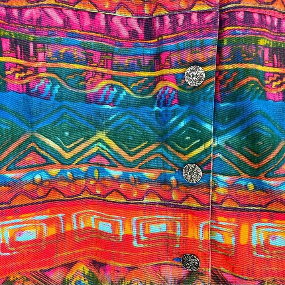 Vintage Chico’s Design | Colorful Aztec Printed Jacket Artsy Casual Festival S - Picture 8 of 8